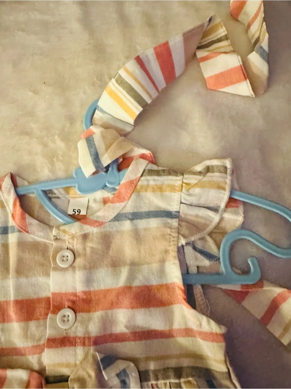 Baby Girl Pastel Stripe Bow Romper - Multicolor